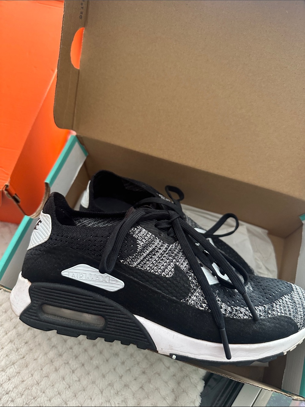 Nike Black and White Flyknit Air Max Sneakers